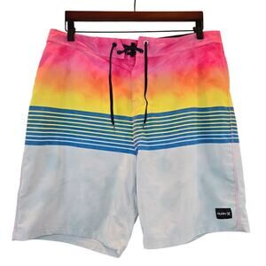 Hurley Weekend 20" Board Shorts Hook Loop Tie Mens Size 34 Bright Colors